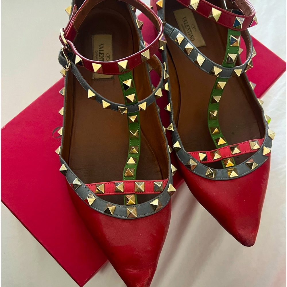 Valentino rockstud flats with ankle straps